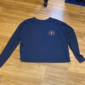 O'Neill Long Sleeve cropped blue/gray Tee Shirt; size Large